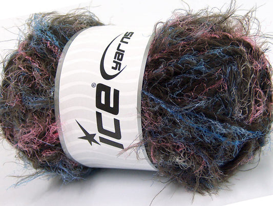 Lot of 4 x 100gr Skeins Ice Yarns TECHNO WOOL SUPERBULKY (30% Wool) Yarn Blue Pink Dark Brown
