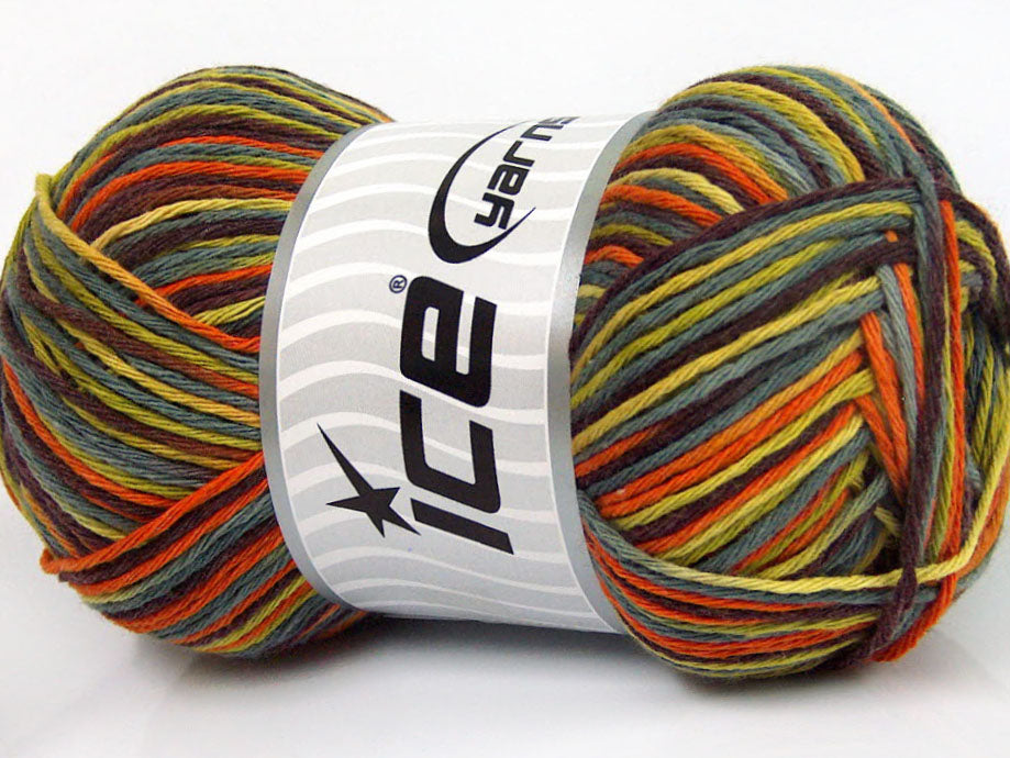 Lot of 4 x 100gr Skeins Ice Yarns NATURAL COTTON COLOR (100% Cotton) Yarn Gold Green Grey Brown