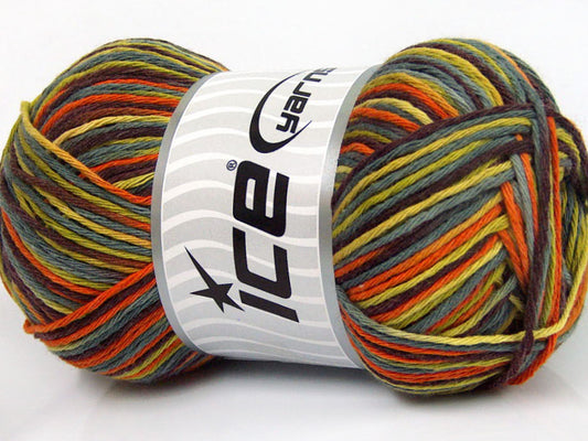 Lot of 4 x 100gr Skeins Ice Yarns NATURAL COTTON COLOR (100% Cotton) Yarn Gold Green Grey Brown