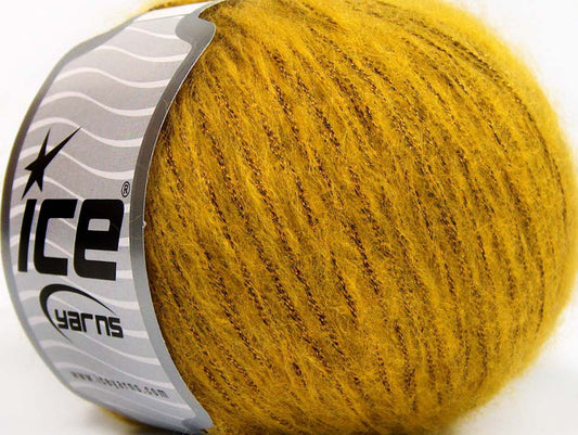 Lot of 8 Skeins Ice Yarns ROCK STAR METALLIC (25% Wool) Hand Knitting Yarn Gold