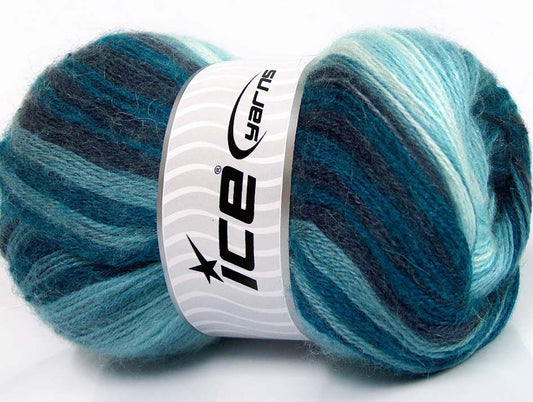 Lot of 4 x 100gr Skeins Ice Yarns MOHAIR MAGIC (20% Mohair 20% Wool) Yarn Turquoise Shades