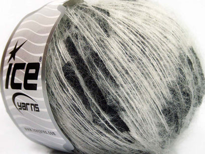Lot of 8 Skeins Ice Yarns SALE MOHAIR-WOOL BLEND (20% Mohair) Yarn White Black