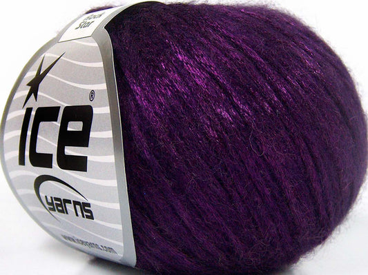 Lot of 8 Skeins Ice Yarns ROCK STAR (19% Merino Wool) Hand Knitting Yarn Purple