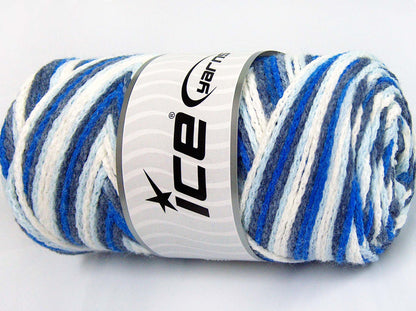 Lot of 2 x 200gr Skeins Ice Yarns SAVER CHAIN COLOR Yarn Navy Blue Shades White
