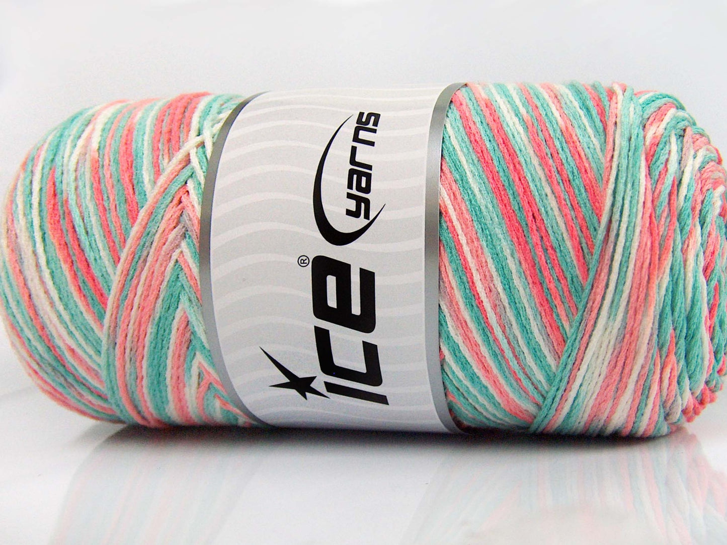 Lot of 2 x 200gr Skeins Ice Yarns SAVER COLOR LIGHT Yarn Green Salmon Shades