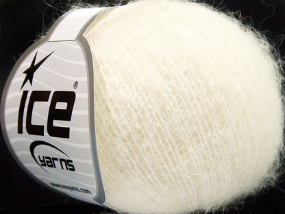 Lot of 10 Skeins Ice Yarns KID MOHAIR ALPACA SUPERFINE (40% Kid Mohair 40% Alpaca Superfine) Yarn Light Cream