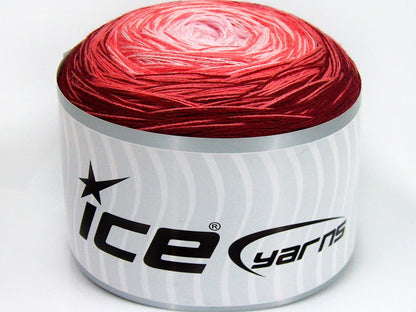 Lot of 2 x 150gr Skeins Ice Yarns CAKES COTTON FINE (50% Cotton) Yarn Burgundy Light Salmon Light pink