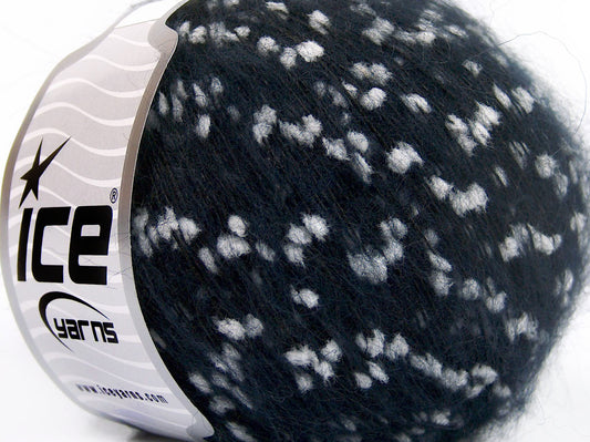 Lot of 8 Skeins Ice Yarns SALE MOHAIR-WOOL BLEND (20% Mohair) Yarn Black White