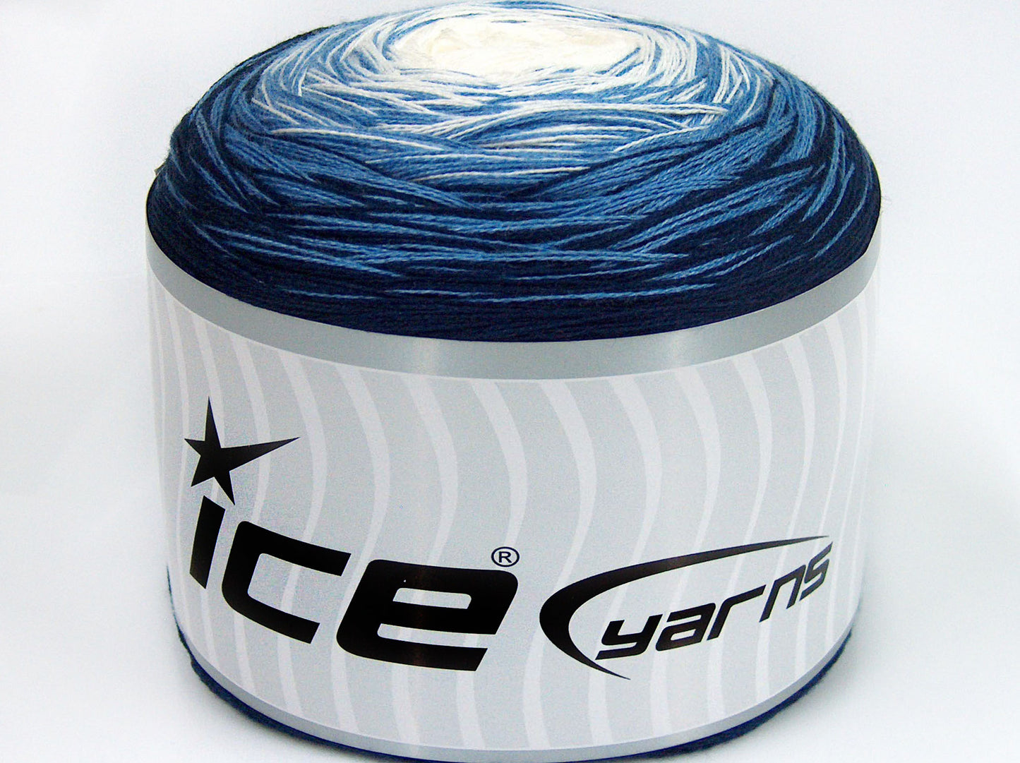 Lot of 2 x 150gr Skeins Ice Yarns CAKES COTTON FINE (50% Cotton) Yarn Navy Blue White