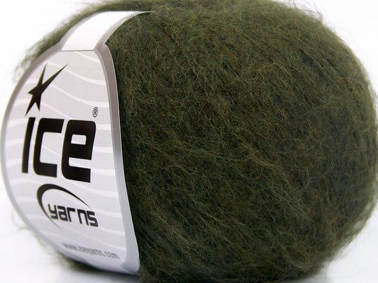 Lot of 10 Skeins Ice Yarns KID MOHAIR FINE (30% Kid Mohair) Yarn Dark Khaki