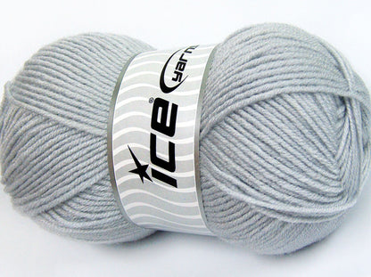 Lot of 4 x 100gr Skeins Ice Yarns FAVOURITE WOOL (50% Wool) Yarn Light Grey
