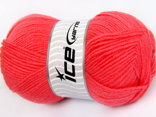 Lot of 4 x 100gr Skeins Ice Yarns FAVOURITE WOOL (50% Wool) Yarn Salmon