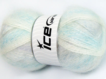 Lot of 4 x 100gr Skeins Ice Yarns DREAM MOHAIR (35% Mohair) Yarn Light Green White Light Blue Light Lilac