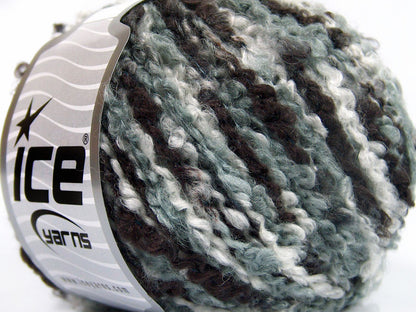 Lot of 8 Skeins Ice Yarns BOUCLE WOOL BULKY (35% Wool) Yarn Grey Shades Brown
