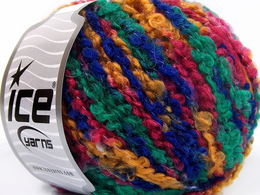 Lot of 8 Skeins Ice Yarns BOUCLE WOOL BULKY (35% Wool) Yarn Purple Green Gold Red