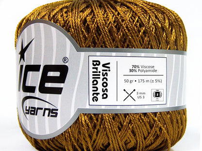 Lot of 6 Skeins Ice Yarns VISCOSA BRILLANTE (70% Viscose) Yarn Olive Green