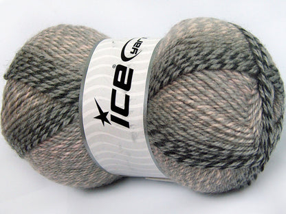 Lot of 4 x 100gr Skeins Ice Yarns PUZZLE WOOL (50% Wool) Yarn Grey Shades Pink