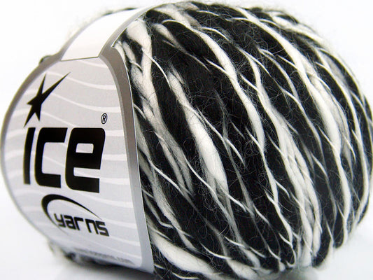 Lot of 8 Skeins Ice Yarns SALE WINTER (40% Wool) Hand Knitting Yarn Black White