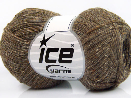 Lot of 8 Skeins Ice Yarns Tweed SALE WINTER (30% Wool 10% Silk) Yarn Light Brown