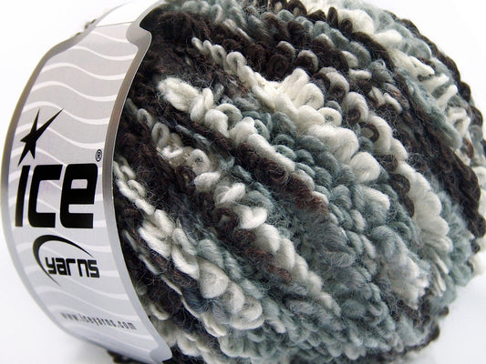 Lot of 4 x 100gr Skeins Ice Yarns BOUCLERON COLOR (40% Wool) Yarn Black Grey White