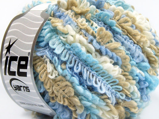 Lot of 4 x 100gr Skeins Ice Yarns BOUCLERON COLOR (40% Wool) Yarn Blue White Beige Lilac