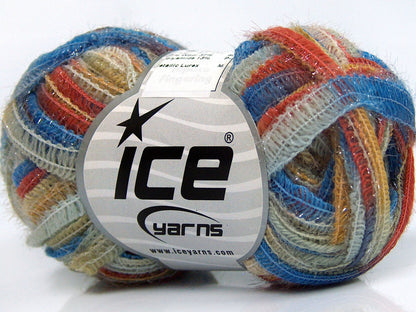 Lot of 8 Skeins Ice Yarns PONTUS (50% Wool) Yarn Blue Gold Copper Cream