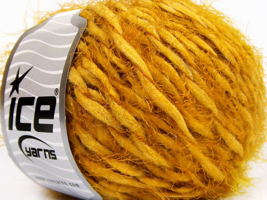 Lot of 8 Skeins Ice Yarns SALE EYELASH (30% Wool) Hand Knitting Yarn Gold