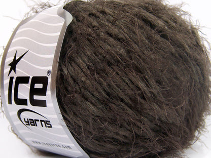 Lot of 8 Skeins Ice Yarns SALE EYELASH (30% Wool) Hand Knitting Yarn Dark Brown