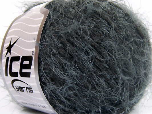 Lot of 8 Skeins Ice Yarns SALE EYELASH (30% Wool) Hand Knitting Yarn Dark Grey