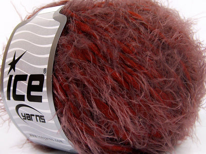 Lot of 8 Skeins Ice Yarns SALE EYELASH (30% Wool) Hand Knitting Yarn Copper