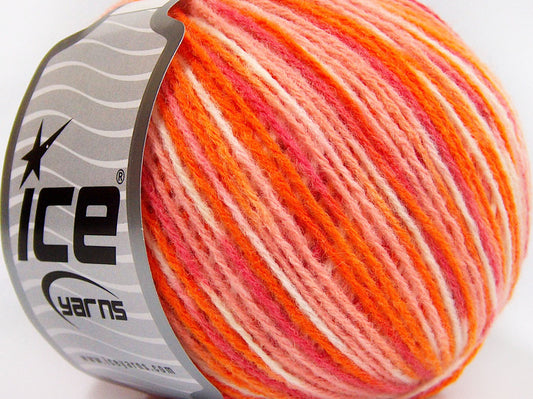 Lot of 8 Skeins Ice Yarns WOOL LIGHT (50% Wool) Yarn Orange Shades