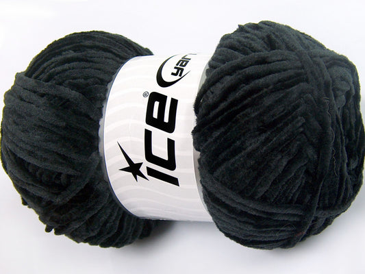 Lot of 4 x 100gr Skeins Ice Yarns CHENILLE LIGHT 100 (100% MicroFiber) Yarn Black