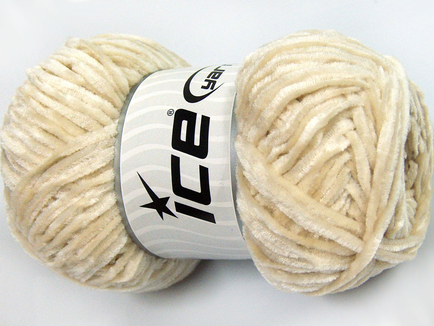 Lot of 4 x 100gr Skeins Ice Yarns CHENILLE LIGHT 100 (100% Microfiber) Yarn Cream