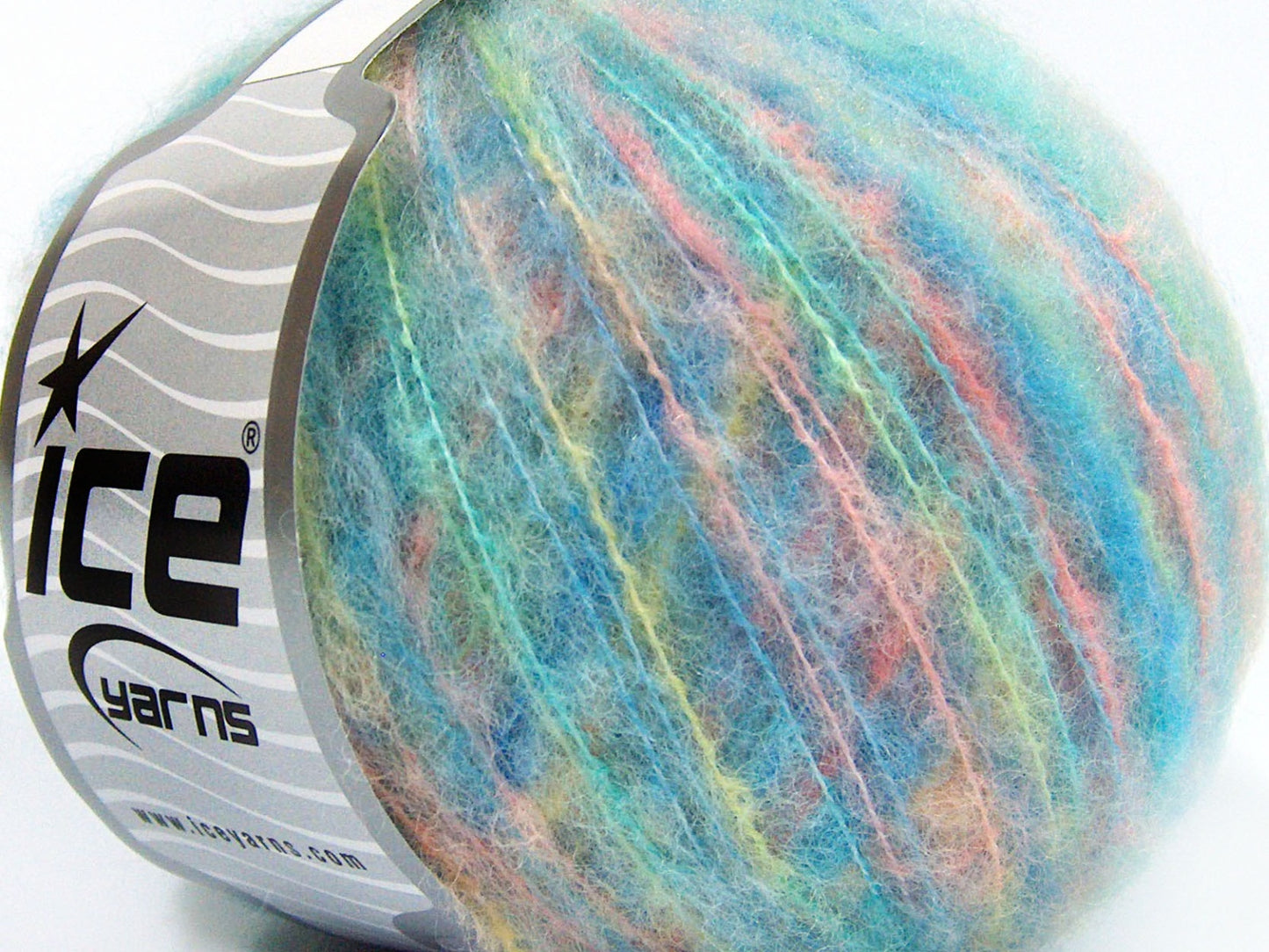 Lot of 8 Skeins Ice Yarns MOHAIR COLOR LIGHT (15% Mohair 10% Wool) Yarn Blue Shades Light Green Salmon
