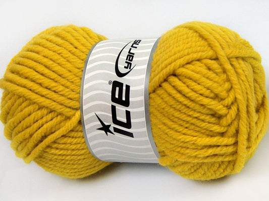 Lot of 4 x 100gr Skeins Ice Yarns ELITE WOOL SUPERBULKY (50% Wool) Yarn Yellow