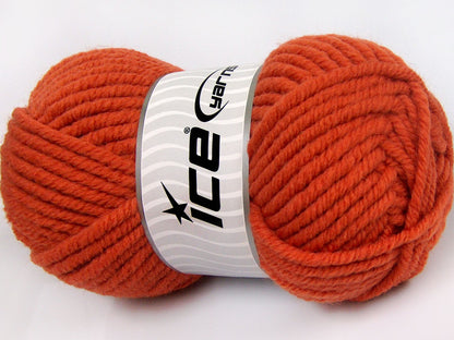 Lot of 4 x 100gr Skeins Ice Yarns ELITE WOOL SUPERBULKY (50% Wool) Yarn Dark Orange