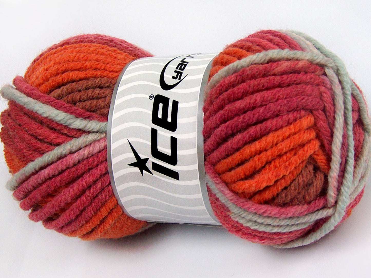 Lot of 4 x 100gr Skeins Ice Yarns ELITE WOOL SUPERBULKY (50% Wool) Yarn Orange Shades Red Light Grey