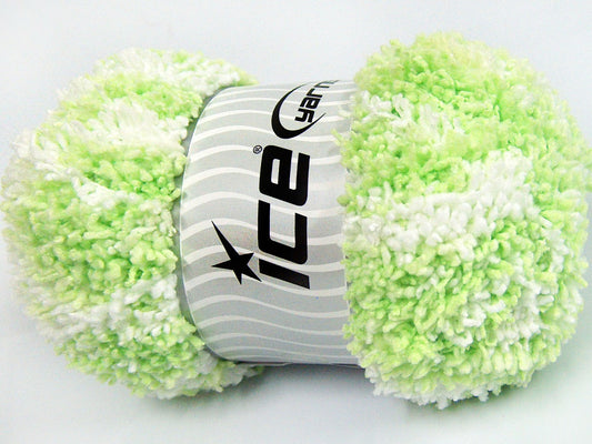 Lot of 4 x 100gr Skeins Ice Yarns BABY PUFFY Yarn Light Green White