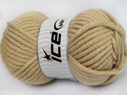Lot of 2 x 200gr Skeins Ice Yarns SUPERWASH WOOL JUMBO (25% Superwash Wool) Yarn Dark Beige