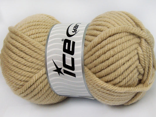 Lot of 2 x 200gr Skeins Ice Yarns SUPERWASH WOOL JUMBO (25% Superwash Wool) Yarn Dark Beige