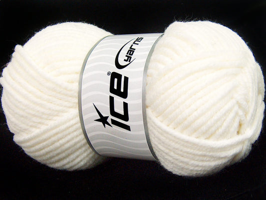 Lot of 4 x 100gr Skeins Ice Yarns WOOL CHUNKY (30% Wool) Yarn Ecru