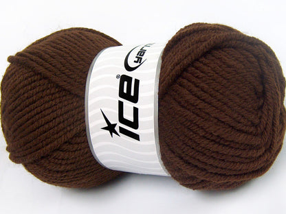 Lot of 4 x 100gr Skeins Ice Yarns WOOL CHUNKY (30% Wool) Yarn Dark Brown