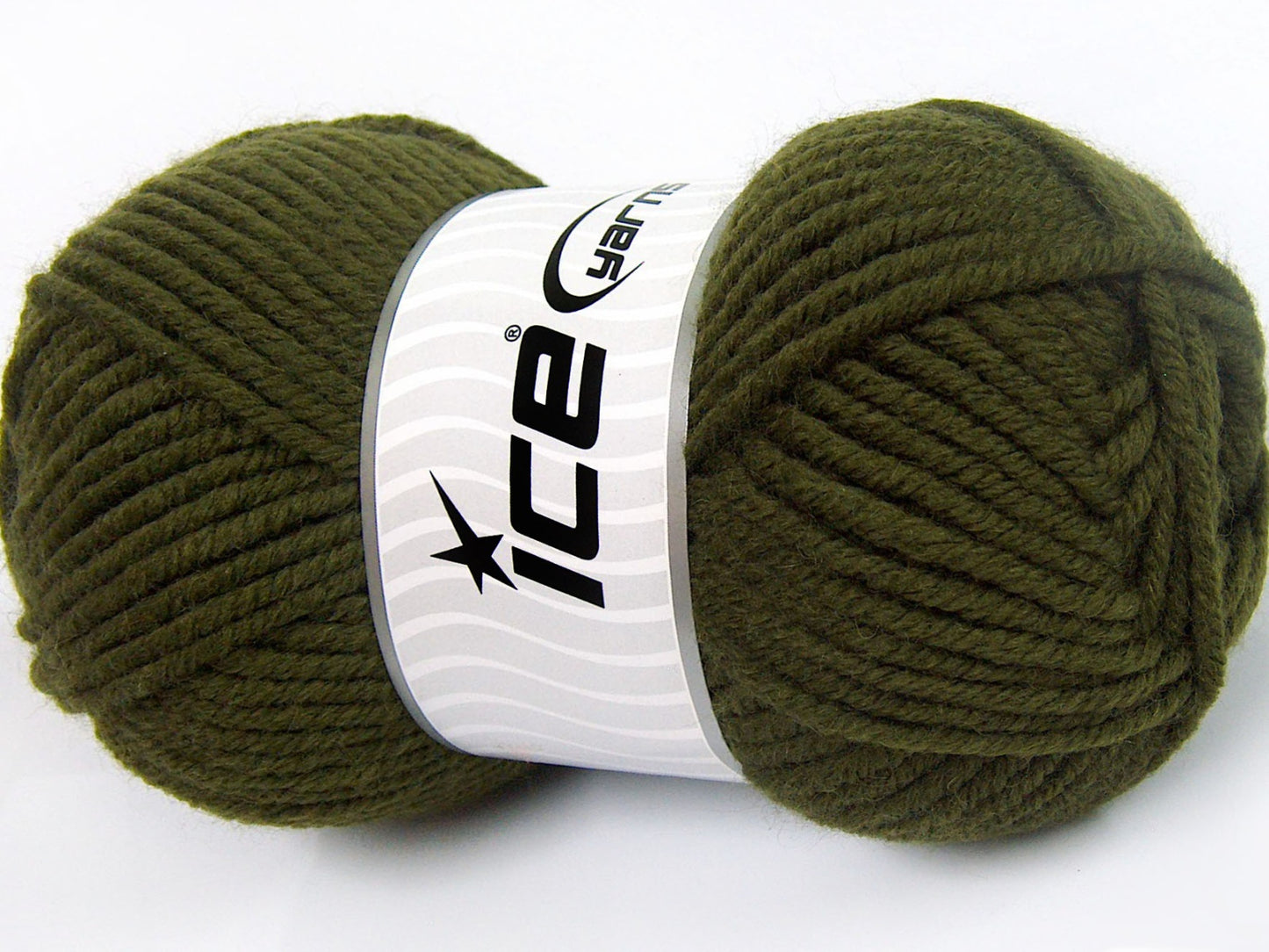 Lot of 4 x 100gr Skeins Ice Yarns WOOL CHUNKY (30% Wool) Yarn Dark Khaki