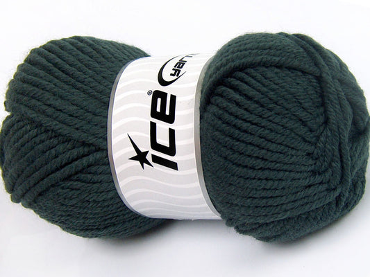 Lot of 4 x 100gr Skeins Ice Yarns WOOL CHUNKY (30% Wool) Yarn Dark Green