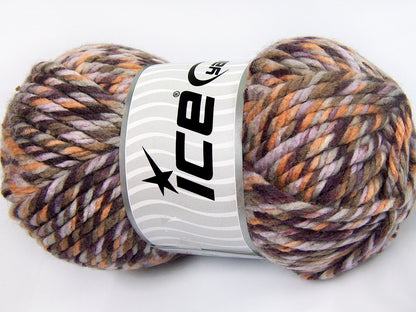 Lot of 2 x 200gr Skeins Ice Yarns SUPERWASH WOOL JUMBO (25% Superwash Wool) Yarn Purple Shades Khaki Gold