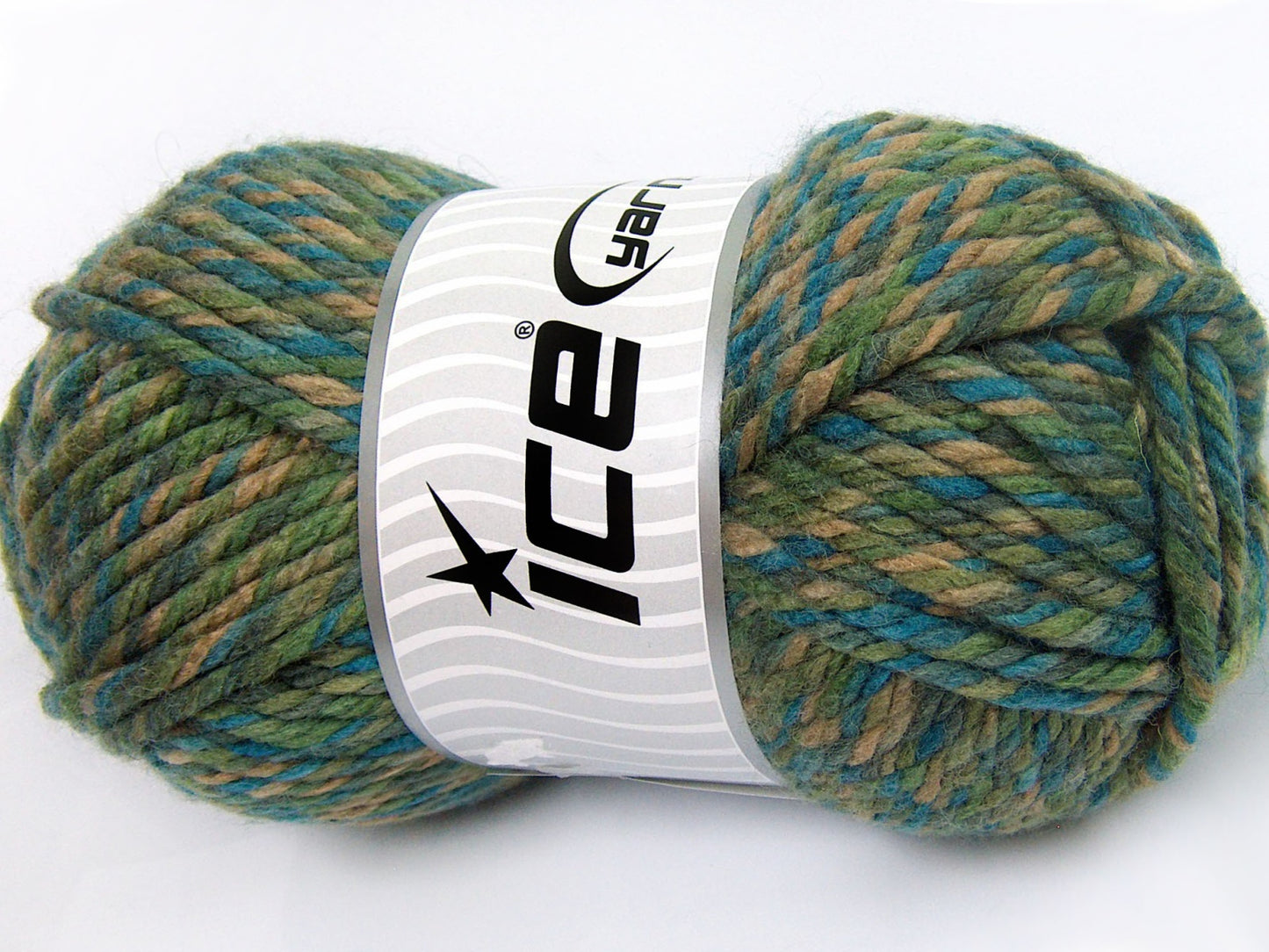Lot of 2 x 200gr Skeins Ice Yarns SUPERWASH WOOL JUMBO (25% Superwash Wool) Yarn Green Shades Turquoise