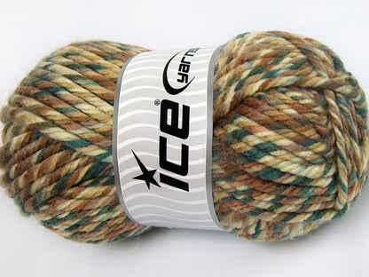 Lot of 2 x 200gr Skeins Ice Yarns SUPERWASH WOOL JUMBO (25% Superwash Wool) Yarn Green shades Brown Shades