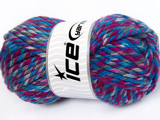 Lot of 2 x 200gr Skeins Ice Yarns SUPERWASH WOOL JUMBO (25% Superwash Wool) Yarn Blue Shades Fuchsia