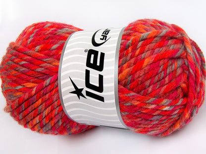 Lot of 2 x 200gr Skeins Ice Yarns SUPERWASH WOOL JUMBO (25% Superwash Wool) Yarn Orange Shades Red Light Camel