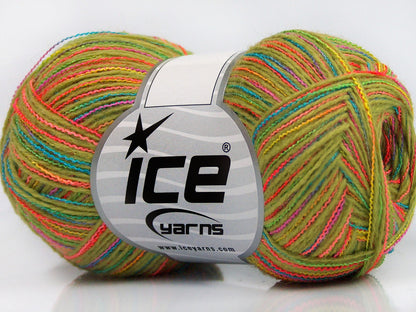 Lot of 8 Skeins Ice Yarns SALE WINTER (50% Wool) Yarn Green Shades Orange Shades Turquoise